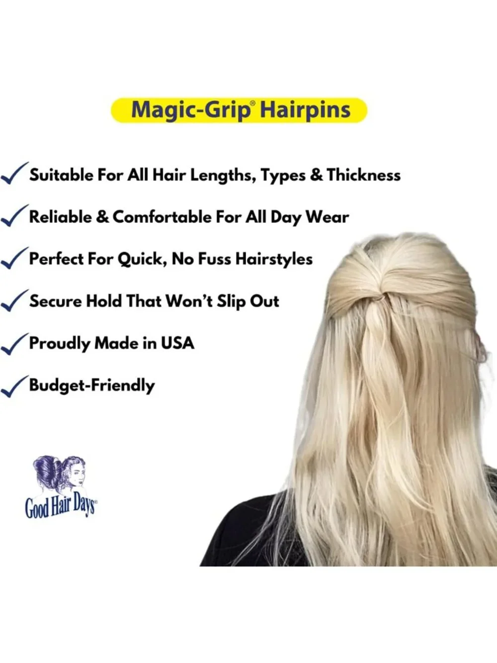 10 Magic Grip Hairpins for Strong Hold - Perfect for Updos & Styling
